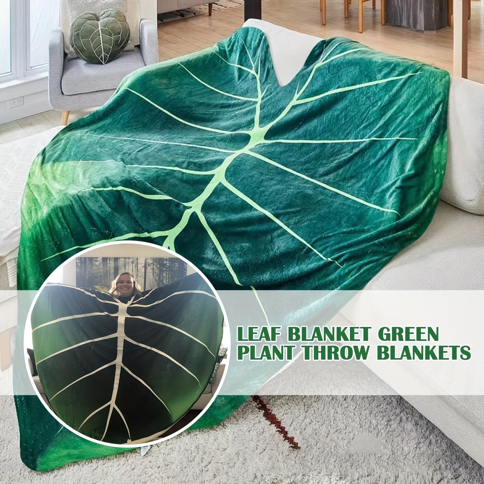 Soft Geometric Leaf All-Season Throw - Chic, Cozy & Versatile Blanket for Home and Travel, Lunch break, Easy Maintenance Lootquake LLC