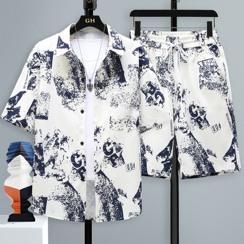 Men's Short-sleeved Suit Youth Student Leisure Sports Cool Shorts Two-piece Set Lootquake LLC