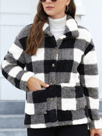 Beautiful Red Women Drop Shoulder Fuzzy Button-Up Jacket Soft And Comfortable Casual Fit Jacket Stevvex