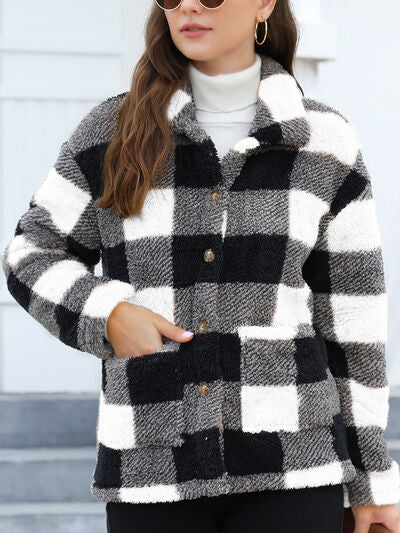 Beautiful Red Women Drop Shoulder Fuzzy Button-Up Jacket Soft And Comfortable Casual Fit Jacket Stevvex