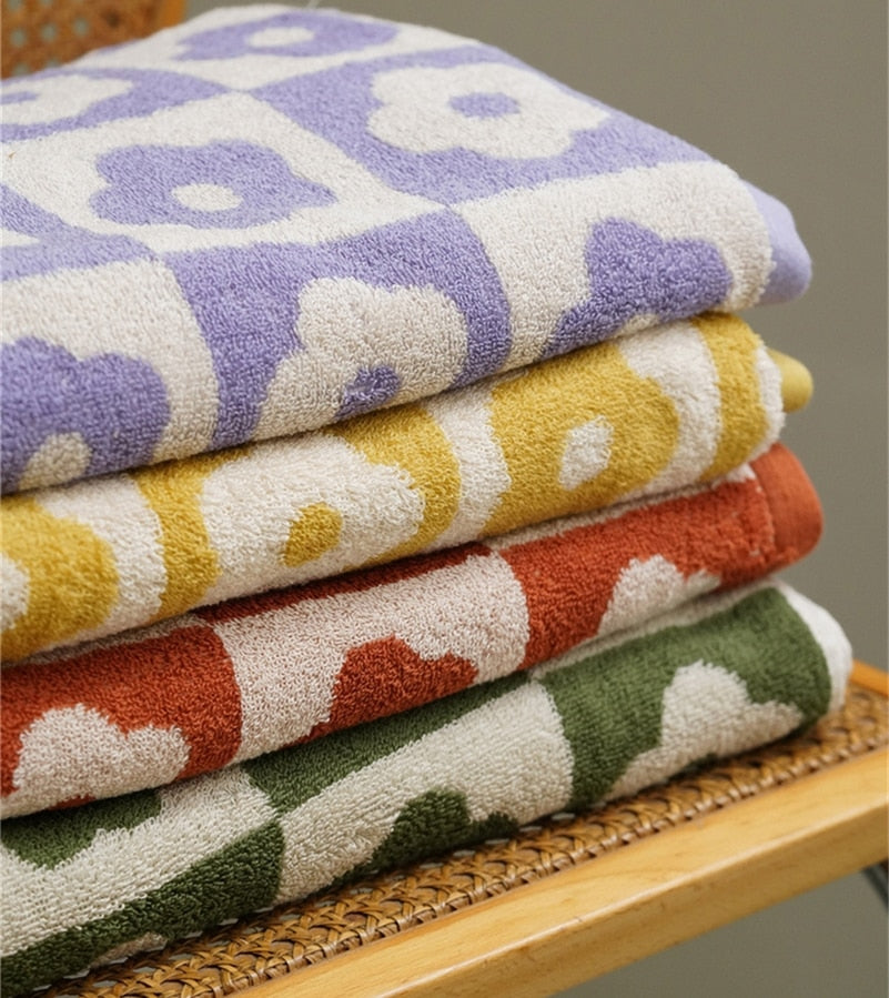 Retro Checkered Face and Bathroom Towels Pi-Mart