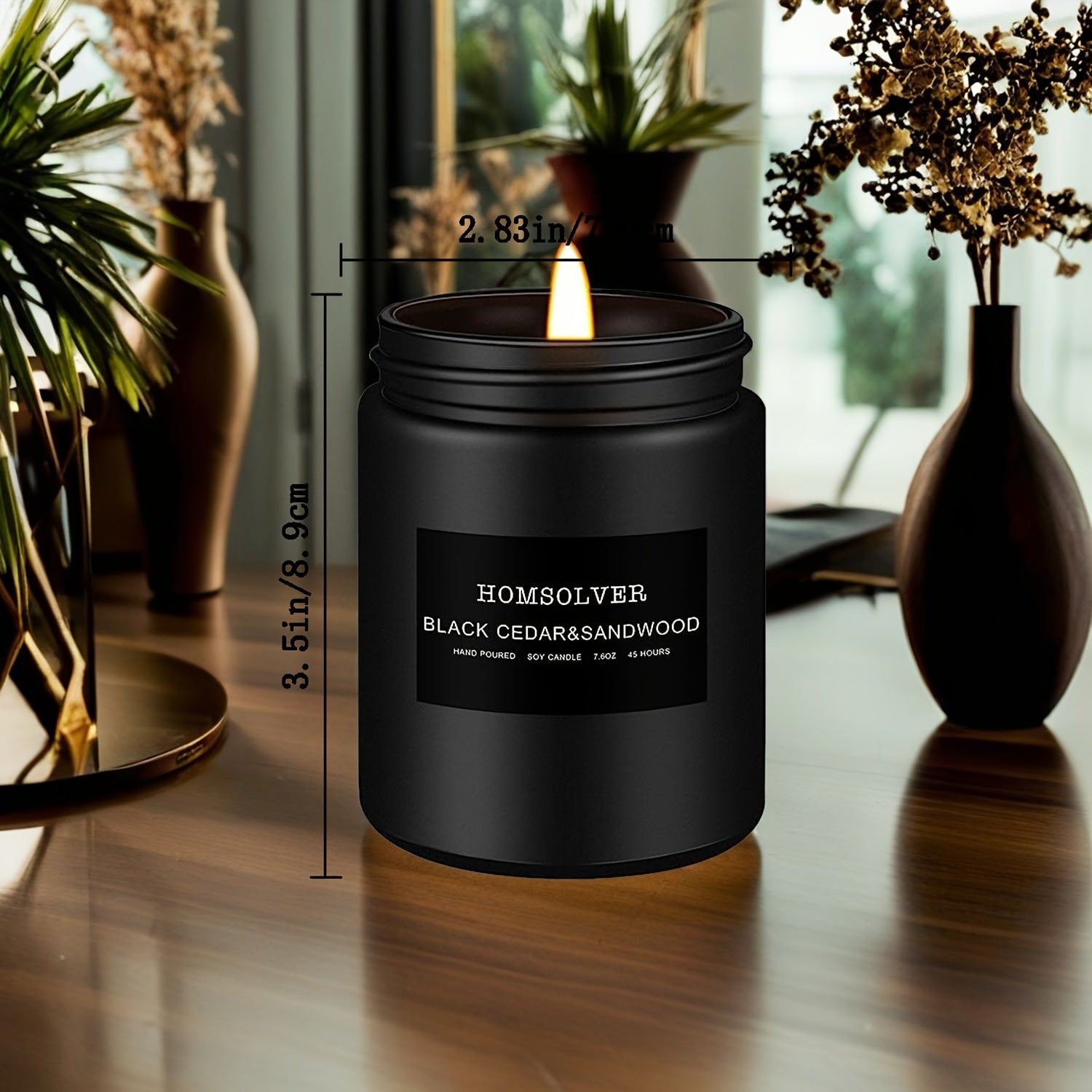 Scented Candle, Black Cedar and Sandalwood Candle for Men, Scented Candle for Home, Scented Soy Candle, 50 Hour Burn, Ideal Gift for Men