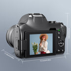 KOMERY W3 Digital Camera, 72MP And 12x Optical Zoom Autofocus Camera, Suitable For Photography And Video, 4K Video Blog Camera For YouTube, With 270° Flip Screen, Flash Light, WiFi Connection, 64GB SD Card, 2 Rechargeable Ba Lootquake LLC