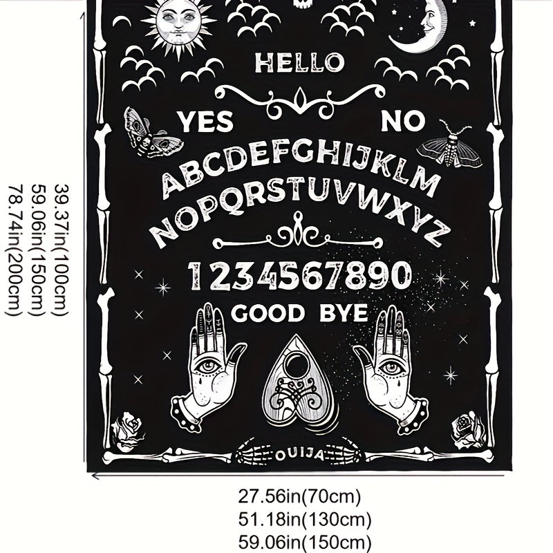 1pc Halloween Blanket Black Gothic Spooky Goth Palmistry Witchy Boho Sun Moon Star Horror Skull Cool Mysterious Throw Blanket For Living Room & Bedroom, Home Decor, Travel Lootquake LLC