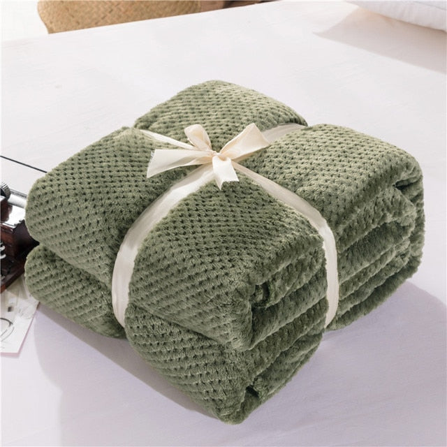 Fluffy Plaid Winter Bed Blankets by Pi Mart
