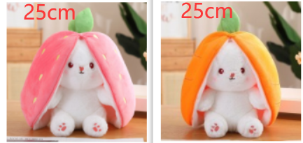 Kawaii Fruit Transfigured Bunny Plush Toy Cute Carrot Strawberry Turn Into Rabbit Plush Toy Kids Birthday Christmas Gift Muppet Pi-Mart