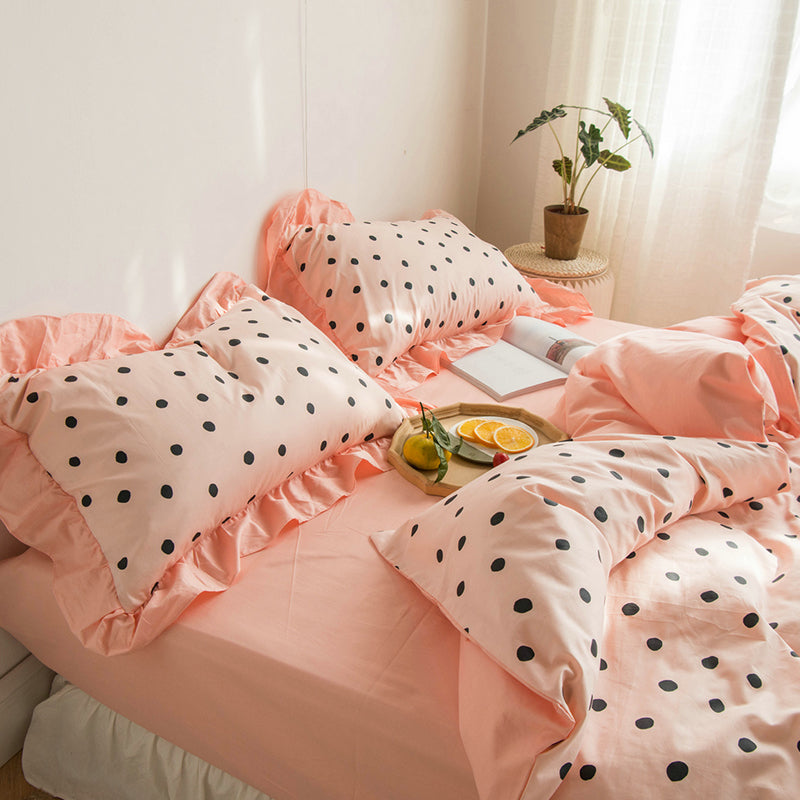 Korean  Love Duvet Cover Sheet Princess Style Girl Heart Bed Pi-Mart
