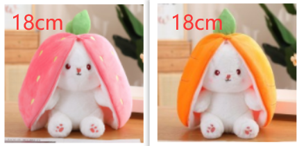 Kawaii Fruit Transfigured Bunny Plush Toy Cute Carrot Strawberry Turn Into Rabbit Plush Toy Kids Birthday Christmas Gift Muppet Pi-Mart