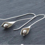 Geometric Silver Inlaid Pearl Dark Night Ear Hanging Retro Pi-Mart