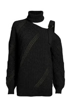 Winter Black Strapped Cut out Shoulder Turtleneck Sweater - SJB-DIAMOND ELITES