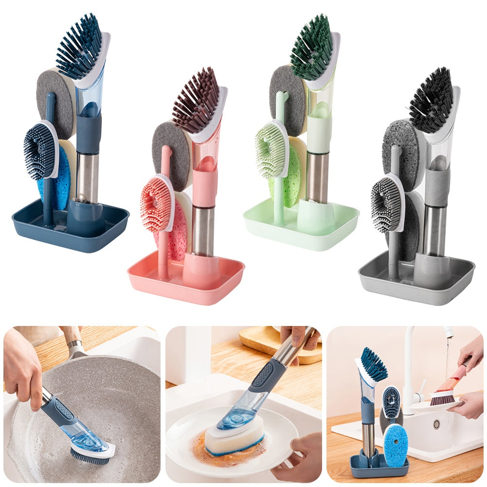 New Multifunctional Dish Brush Household Kitchen Oily Sponge Long Handle Cleaning Brush Pi-Mart