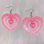 Pink Hollowout Heart Earrings Pi-Mart