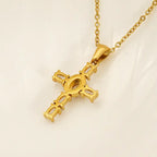 Ins Style Vintage Cross Zircon Necklace