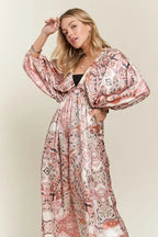 Printed V-Neck Batwing Sleeve Summer Dress For Women – Vibrant Print, Chic & Relaxed, Flattering, Effortlessly Stylish Stevvex