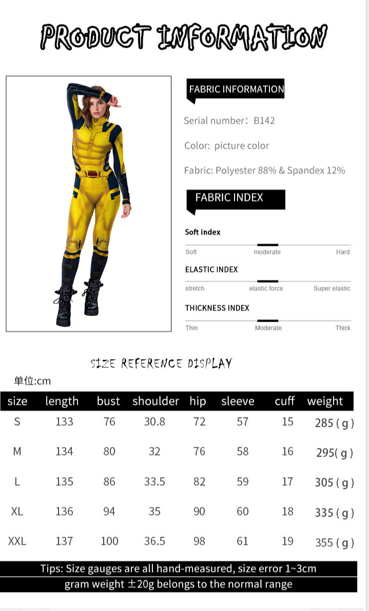 onepiece Halloween movie cos suit Deadpool 3 Wolverine costume playing suit printed jumpsuit - SJB-DIAMOND ELITES
