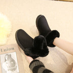 Snow Boots For Women Students Winter Warm Slip On Fluffy Platform Comfy Fleece Ankle Boots Non-slip Plush Cotton Shoes Pi-Mart