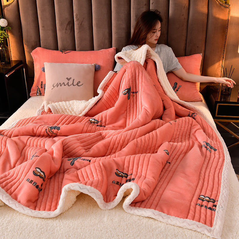 Cashmere Three-layer Blanket Thickened Warm Feather Silk Blanket Pi-Mart