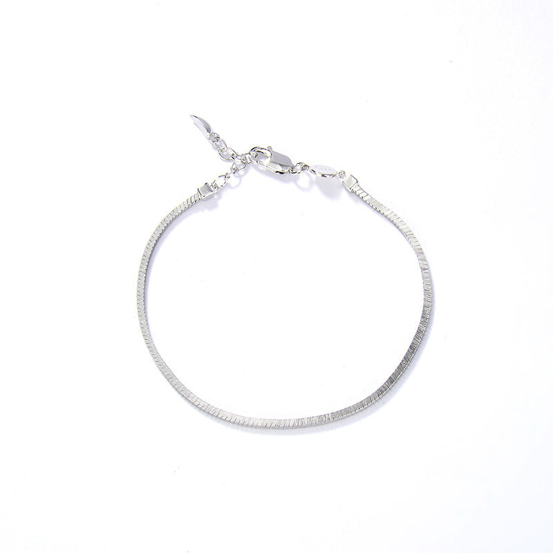 Simple Vintage Ins Folded Square Scaled Snake Bone Chain S925 Silver Plated 18k Gold Bracelet Female Pi-Mart