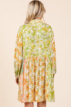New Summer Floral Button Detail Long Sleeve Shirt Dress For Women – Elegant, Trendy, Fluttering, Feminine & Timeless Chic