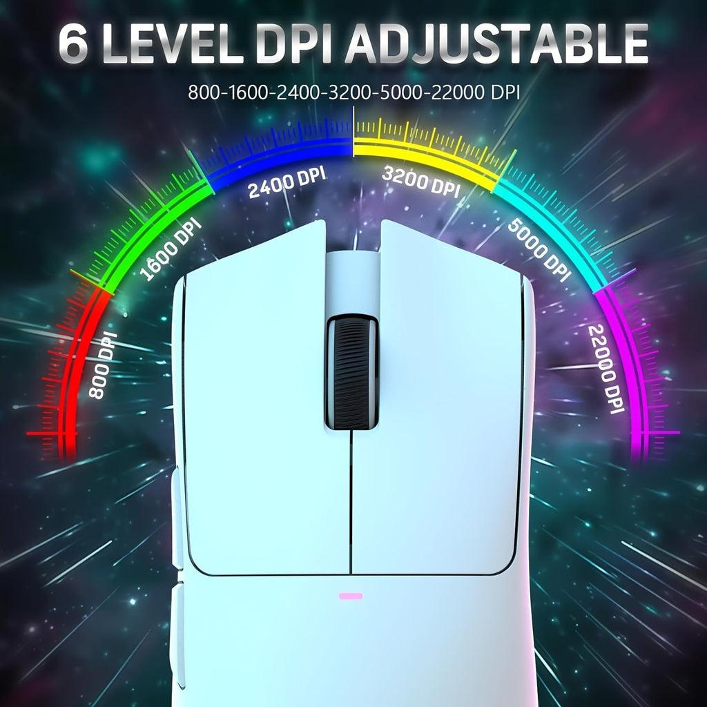 Lightweight Wireless Gaming Mouse X11 with RGB Charging Base, Tri-mode-2.4G/USB-C Wired/BT, Up to 22K DPI, PAW3311 Optical Sensor, HUYU for Switch, 5 Programmable Buttons, Suitable for PC/Mac White Lootquake LLC