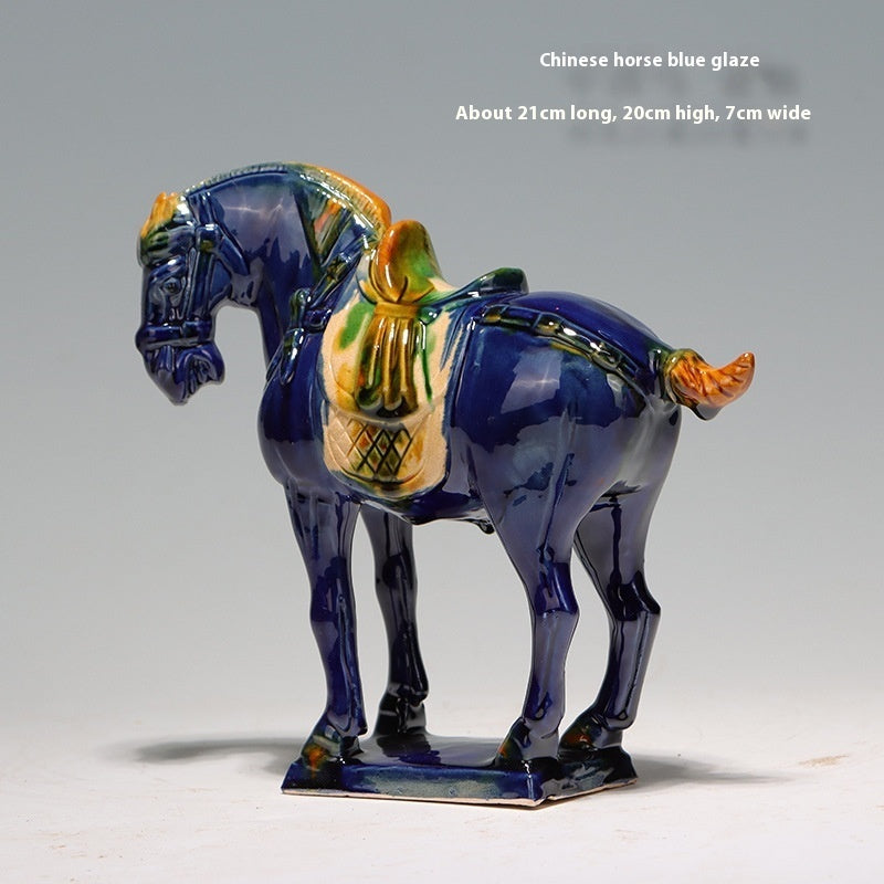 Tang Sancai New Chinese Style Ceramic Horse Study Living Room Hallway Horse Ornament Lootquake LLC