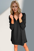 Double Take Textured Zip Long Sleeve Dress Classic Zip-Up Dress for Women Comfortable Outdoor Dress Stevvex