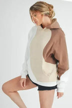 Color Block Hoodie - Kangaroo Pocket Pullover | Aemi + Co | Femstylo