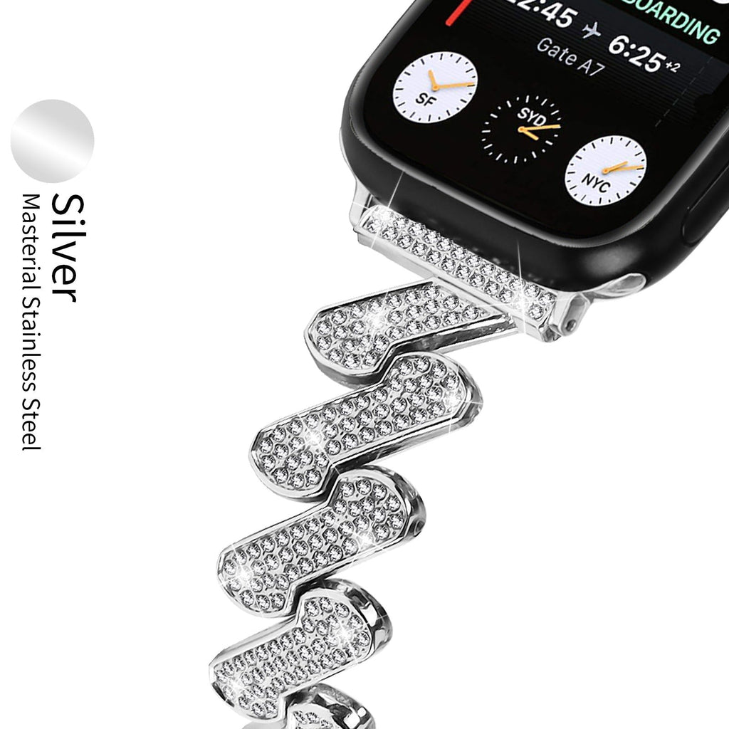 7-word Diamond Alloy Metal Classic Style Watch Band Pi-Mart