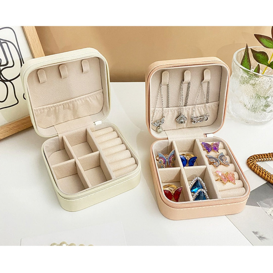 Jewelry storage box, storage box portable zipper case, travel jewelry stud earrings pu jewelry - SJB-DIAMOND ELITES