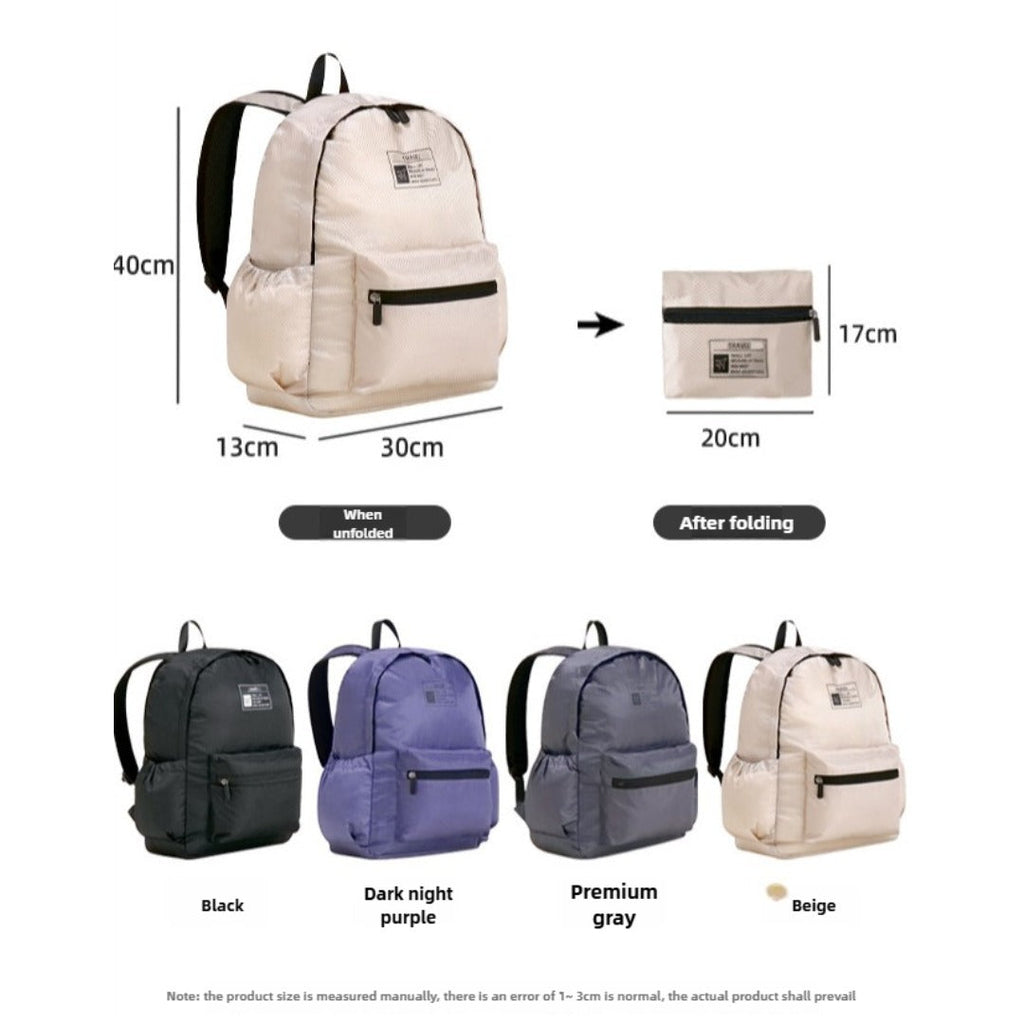 Foldable backpack, simple large capacity travel backpack female, waterproof storage backpack purse, casual polyester clothing storage backpack purse lightweight - SJB-DIAMOND ELITES