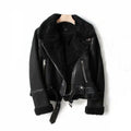 WInter Lapel Jacket Suede Lamb Wool Warm Coat Motorcycle Clothing Women Outwears Pi-Mart