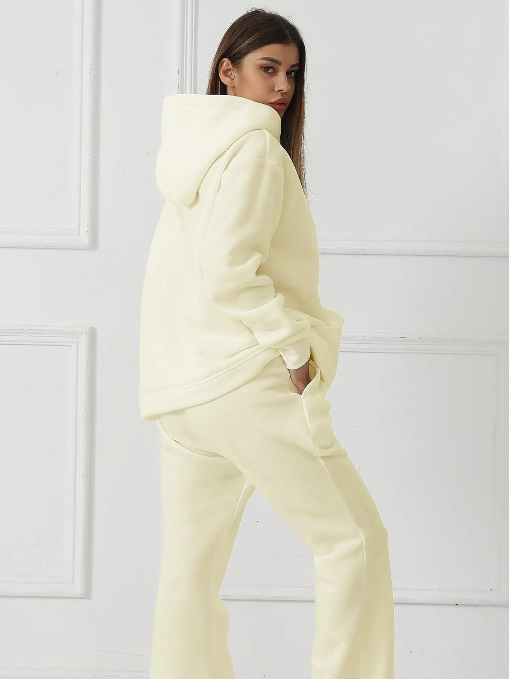 Women's Fashionable Casual Solid Color Long Sleeved Sweatshirt Set - SJB-DIAMOND ELITES