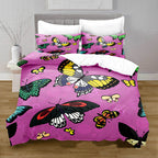 3D Digital Printing Butterfly Pattern Brushed Quilt Cover Pillowcase Bedding Set Pi-Mart