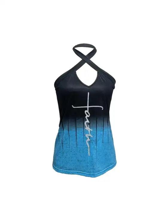Ladies' Printed Backless Chest Hollow Hanging Neck Fashionable Casual Camisole Top - SJB-DIAMOND ELITES