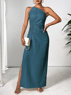 One Shoulder Sleeveless Maxi Dress Elegant & Sophisticated Evening Wear Women Luxury Party Dress