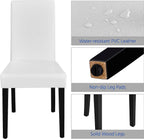 Set of 4 Modern Parson Chairs, Faux Leather, White
