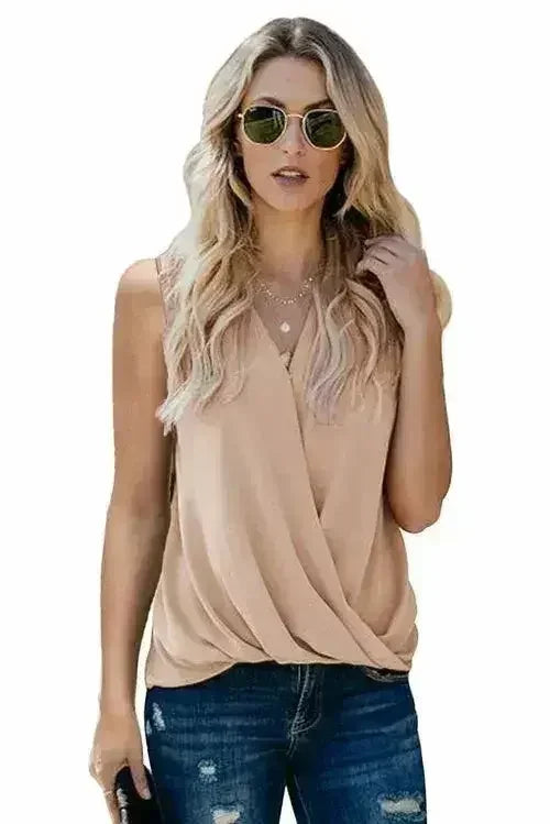 V Neck Draped Tank Top - SJB-DIAMOND ELITES