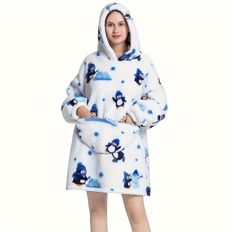 1pc Home Wearable Lazy Blanket Hooded Cold Wear Outdoor Cold Clothes Lazy Sweatshirt Soothing Fleece Thick Robe