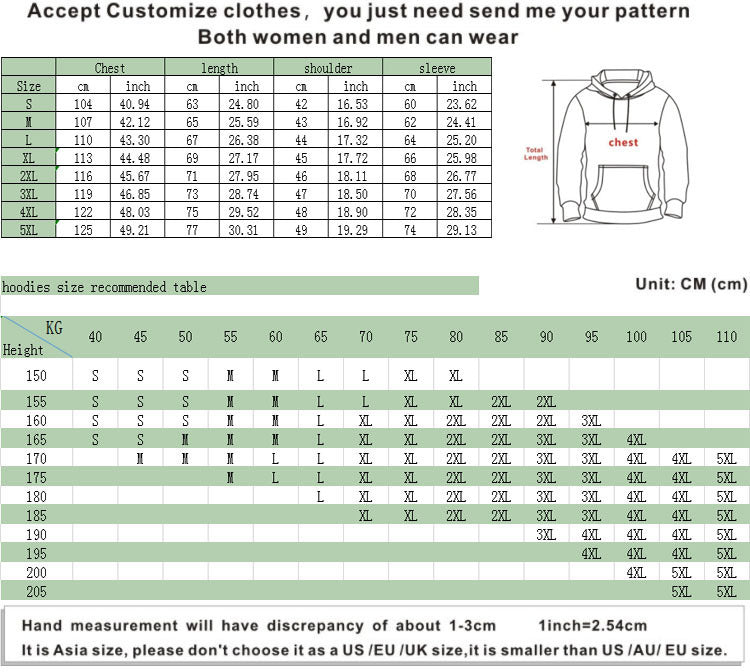 Men's And Women's Fashion Digital Print Hooded Sweatshirt Pi-Mart