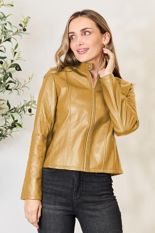 Women Classic Neck Zip-Up Jacket For Everyday Wear Elegant Girls Jacket Stevvex