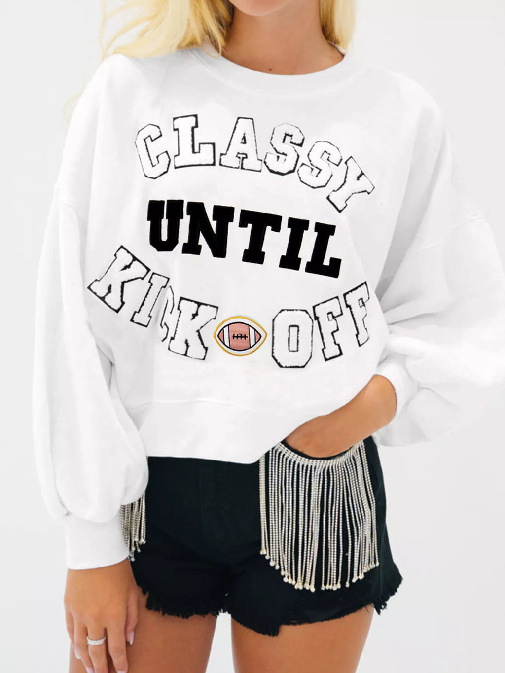 Plush Letter Patched Loose Sweatshirt