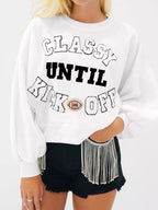 Plush Letter Patched Loose Sweatshirt
