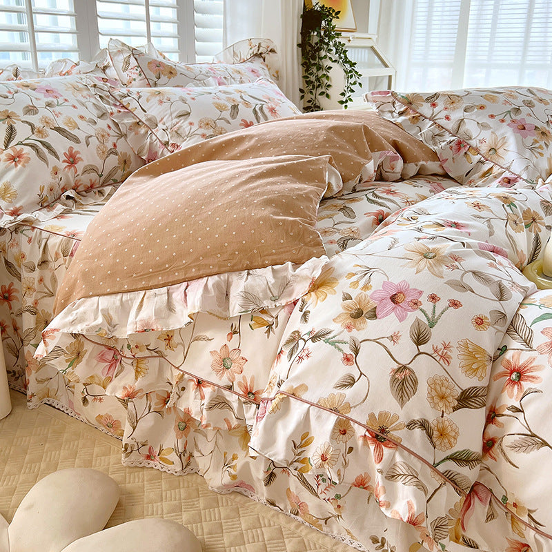 Bed Skirt Model Cotton Bedding Four-piece Set Sheet Quilt Cover Pi-Mart