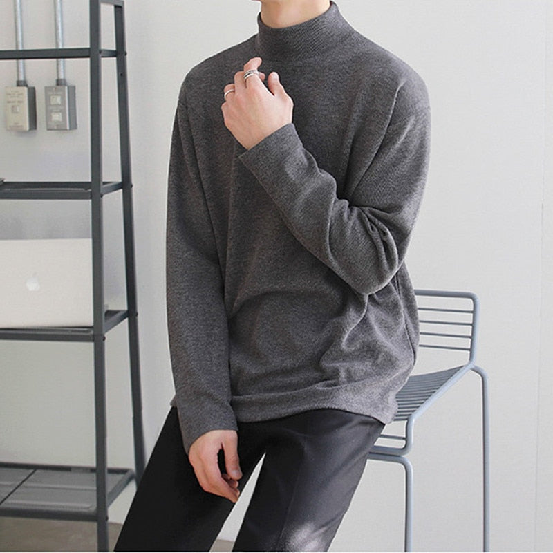 Casual Velvet Turtleneck Men Loose Sweater Pi-Mart