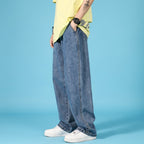 Straight Loose Jeans Men Casual Trousers Hip Hop Cargo Denim Pants With Zipper Pi-Mart