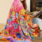 1pc Vibrant Bohemian Chic Digital Print Luxury Throw Blanket - Soft, Cozy, and Stylish for Sofa, Bed, Office, and Home Decor - Perfect Birthday Gift for Friends and Family Lootquake LLC
