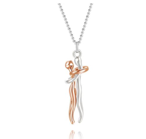 Love Hug Necklace Unisex Men Women Couple Jewelry Simple Temperament Clavicle Chain Valentines Day Lover Gift Pi-Mart