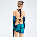 Hanging Neck Sleeve Sleeve -back Low Waist Bag Hip Skirt Suite - SJB-DIAMOND ELITES