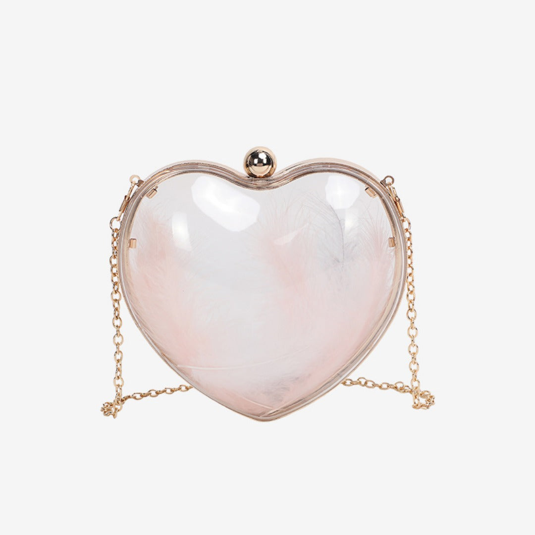Transparent small bag heart shaped, women's summer acrylic chain shoulder bag, mini transparent crossbody bag - SJB-DIAMOND ELITES