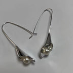 Geometric Silver Inlaid Pearl Dark Night Ear Hanging Retro Pi-Mart